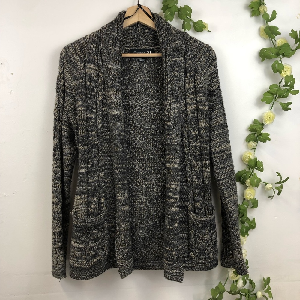 Forever 21 | Gray cable knit open front cardigan